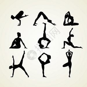 瑜伽体式剪影闲暇健身房福利女性文化平衡冒充活动绘画舞蹈家设计图片