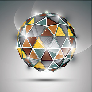 迪斯科球摘要 3D 生动的盛会球体 具有宝石效应 黄金和会议设计图片