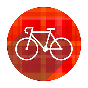 单车图标孤立的红色单车红平面图标背景