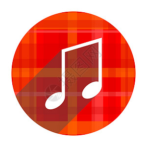 孤立的红平面图标溪流旋律播送互联网音乐音乐播放器商业贴纸笔记按钮背景图片