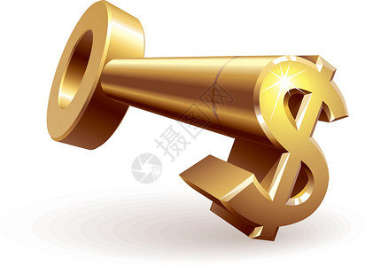 金属符号金金美元键符号关键对象奢华货币形状外汇金融机会金子插画
