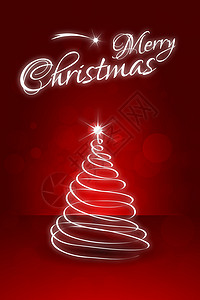 红圣诞卡贺卡火花星星插图红色背景图片
