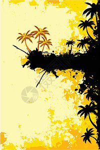 热带热带风貌黑色橙子场景插图广告背景图片