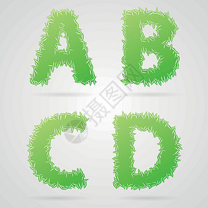 矢量叶字母生态叶子数字坡度白色阴影绿色背景图片