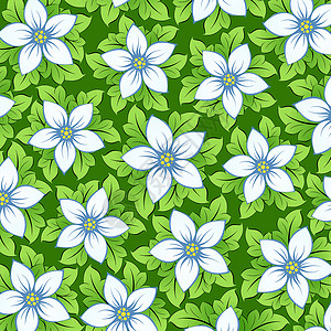 花花模式蓝色绿色曲线树叶正方形叶子黄色艺术插图背景图片
