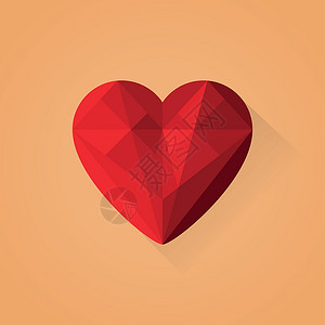 心心符号图标浪漫情感橙子阴影红色背景图片