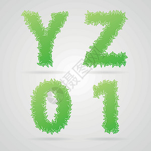 矢量叶字母生态数字阴影白色绿色坡度叶子背景图片