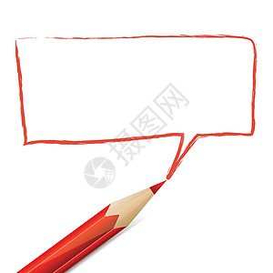 用铅笔画的红色气泡草图长方形公告铅笔正方形标签白色横幅矩形空白背景图片