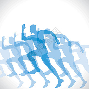青少年马拉松蓝男子人群青少年训练短跑团体团队女性收藏竞赛赛跑者插画