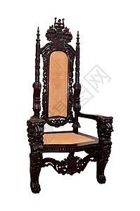 老旧椅子白色古董贵族历史国王主权乌木家具王座棕色背景图片