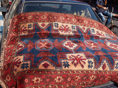 跳蚤市场东方地毯纺织品高清图片素材