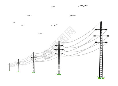 低电高压电压电线环境公用事业线条力量电源线技术危险网络金属活力插画