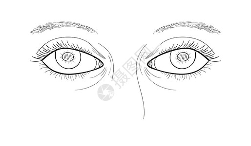 长睫毛妇女眼睛手绘眼球艺术女性女士涂鸦皮肤女孩绘画插图设计图片