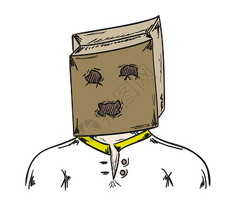 头上戴纸袋的人涂鸦商务身份手绘男性身体草图成人屈辱面具设计图片
