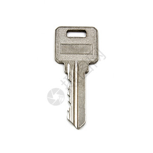 白背景上孤立的密钥安全工作室白色房子金属钥匙宏观背景图片