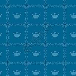 无缝模式君主棕色装饰插图奢华正方形装饰品艺术风格蓝色背景图片