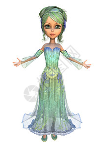 小仙女精灵公主插图仙境绿色平衡小精灵童话故事魔法背景图片