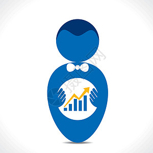 业务增长图在手 vecto库存预测市场蓝色绘画黄色展示商务会议进步专业的高清图片素材