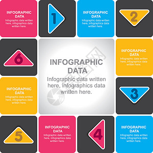 创意丰富多彩的信息图形设计概念互联网标签横幅插图金融商业广告流动三角形统计背景图片