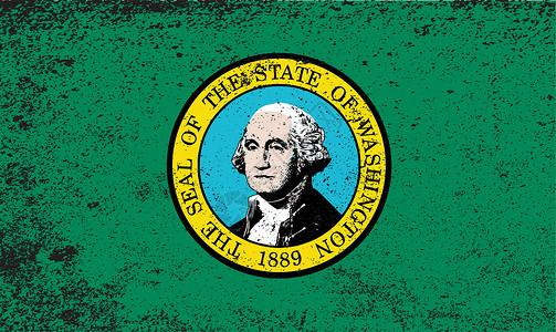 美国特写华盛顿州与格隆格之旗插图艺术旗帜海豹艺术品绘画插画