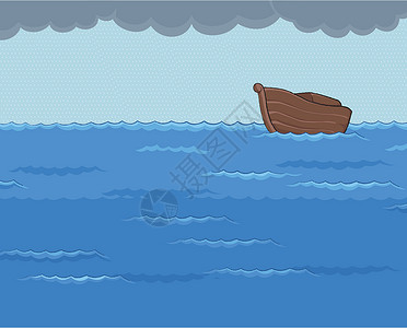 客船下雨海的方舟插画