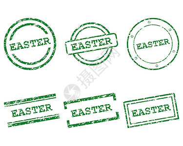 复活节邮票插图打印绿色标签海豹商业按钮墨水烙印橡皮背景图片