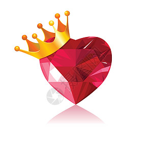 皇冠珠宝水晶心邀请函标签免版税艺术钻石石头海报热情红宝石绘画插画