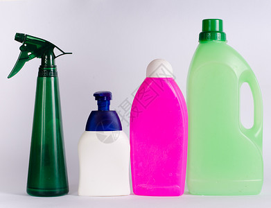 清洁用品房子白色肥皂化学卫生粉色产品绿色瓶子背景图片