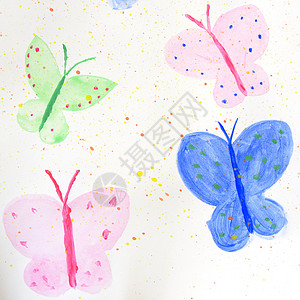 彩色涂漆的蝴蝶白色粉色昆虫蓝色绿色背景图片
