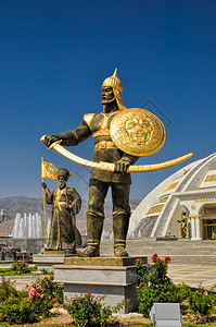 阿什哈巴德独立纪念碑旅游胜地雕像地标监护人柱子城市背景图片