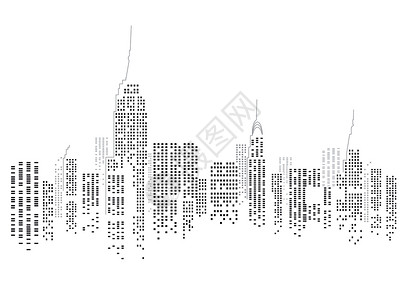纽约州纽约市情感生活旅行黑色投资房子建造城市反射房屋插画