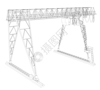 甘特桥起重机绳索视角绘画机械铁路容量支撑电缆驾驶室草图背景图片