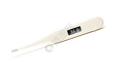 孤立的数字电子温度计塑料电子产品展示温度计数字化测量乐器仪表医疗白色背景图片