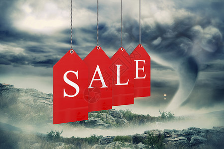 云标签红色销售标签复合图像雷雨岩石多云计算机天空零售广告环境黑暗绘图背景