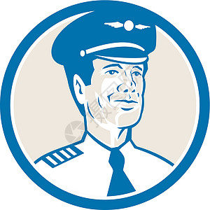 民航日航空公司飞行工程师导航器圆回转插画