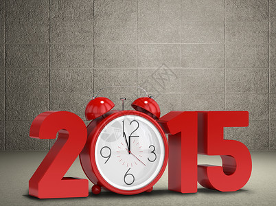 2015年带闹钟的复合图像新年警报绘图房间红色计算机灰色时间背景图片