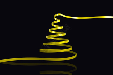黄色圣诞节树丝带的复合图像装饰品数字绘图丝带螺旋计算机背景图片