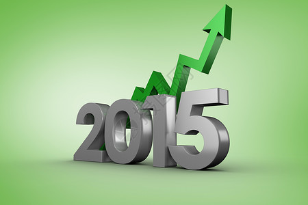 绿色箭头2015年复合图像插图绘图计算机生长进步新年背景图片