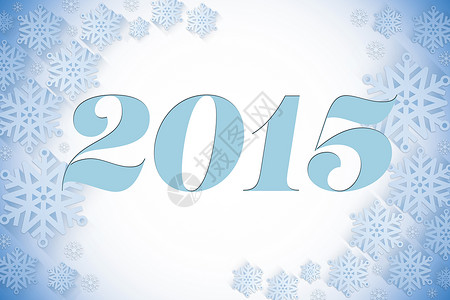 2015年复合图像蓝色绘图计算机雪花框架新年草书背景图片