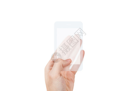 持有透明手持智能电话机动性小样沟通手机药片白色触摸屏技术互联网屏幕背景图片