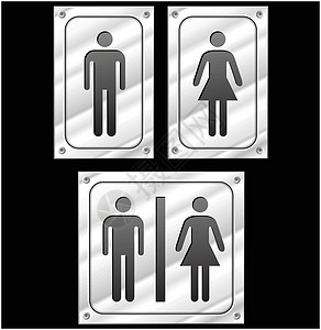 男女厕所男女的明显的迹象插画