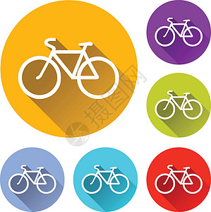 自行车图标运动橙子红色按钮网页网络设计蓝色绿色背景图片