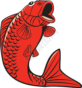 科伊西基高伊艺术品野生动物插图跳跃海洋生物鲤鱼卡通片背景图片