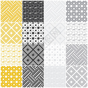 几何无缝模式 方形和条纹创造力白色灰色长方形剪贴簿网络黑色线条黄色背景图片