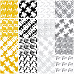 几何无缝模式 方形黑色剪贴簿条纹创造力网络线条黄色白色灰色长方形背景图片