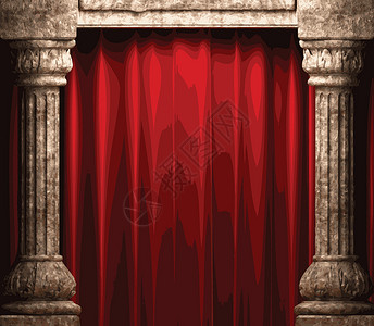 1933老场坊红色天鹅绒幕幕台剧场手势行动歌剧艺术歌词织物剧院展示布料插画