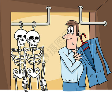 壁橱卡通里的骨骼背景图片