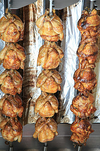 烤鸡美食店铺烤肉市场美味零售食物烘烤炙烤家禽背景图片