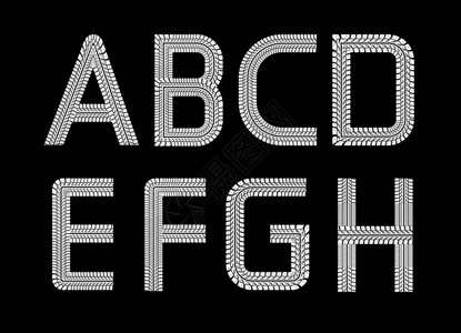 黑色白露字体Tire 音轨字体车辆收藏黑色运输痕迹曲目橡皮卡车车轮自行车插画