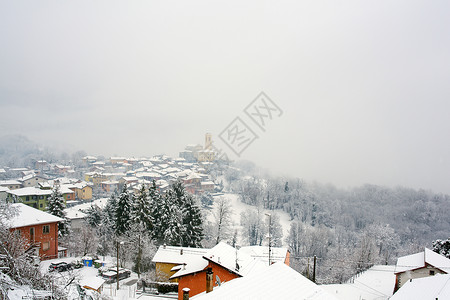 下雪覆盖的城镇降雪新年树木天气季节雪花风景背景图片